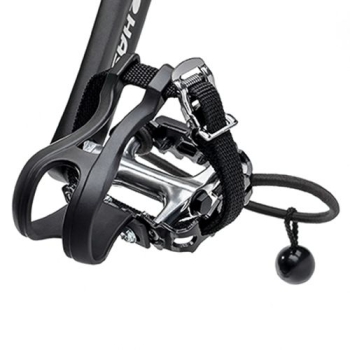 Hasebike Pedale – mit Haken, Riemen und Haltegummi – links
