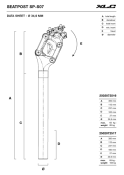XLC Federsattelstütze SP-S07 85-105kg 34,9mm