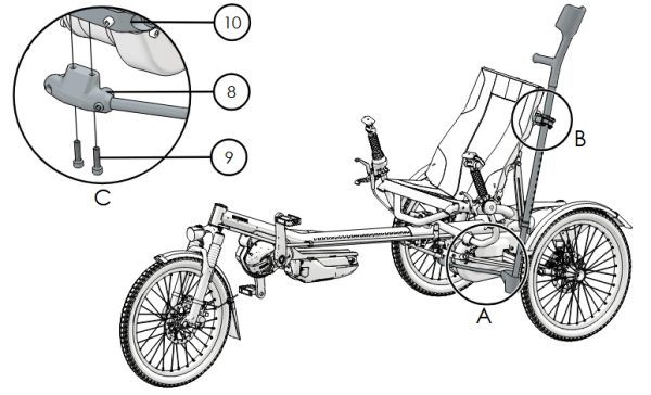 Hasebikes Halter für Gehhilfe für neues Kettwiesel ONE