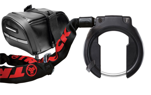 Trelock Rahmenschloss XL inkl. Steckkette mit Satteltasche für i:Sy und Qio Fahrräder